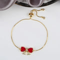 8 Colors Hot Sale Heart Shape Crystal Bow Zirconia Adjustable Bracelet Hip Hop Woman Girl Party Gift Fashion Friendship Jewelry Qme Red