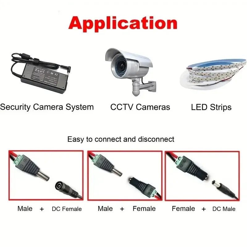 50PCS DC 5.5*2.1mm Female to Green Terminal Power Adapter No Soldering DC Connector for CCTV Camera Qme