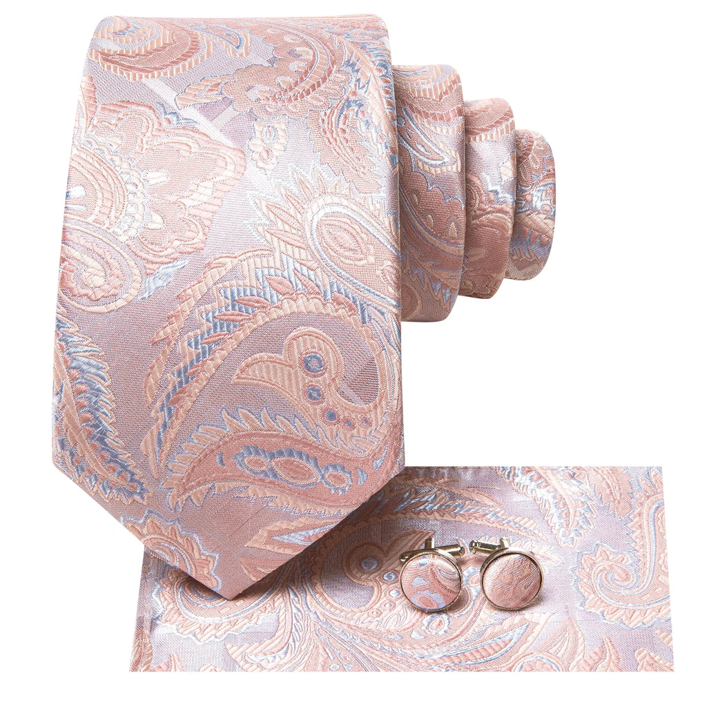 Hi-tie Luxury Box Paisley Jacquard Tie Soft Men's Handkerchief Qme
