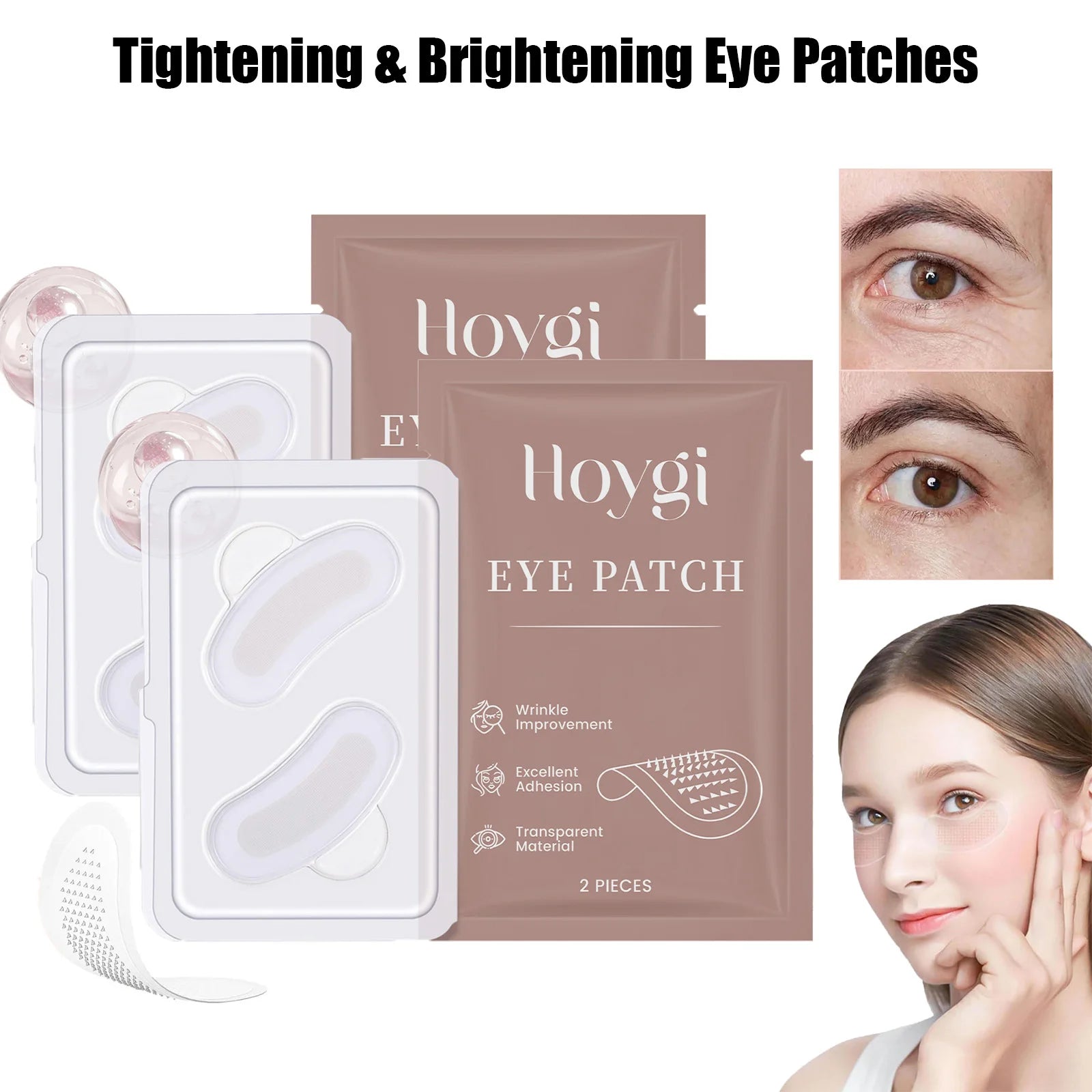 0.25mm Hyaluronic Acid Microneedle Eye Patches for Dark Circles Tightening Brightening Eye Patches Moisturizing Under Eye Skin Qme