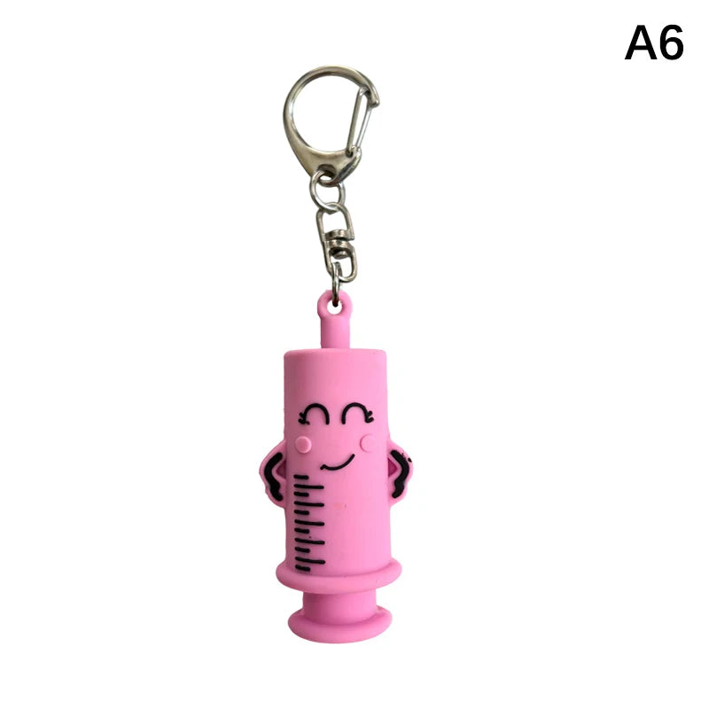 Syringe-shaped Ampoule Bottle Opener Keychain Rubber Cutter Aid Qme A6
