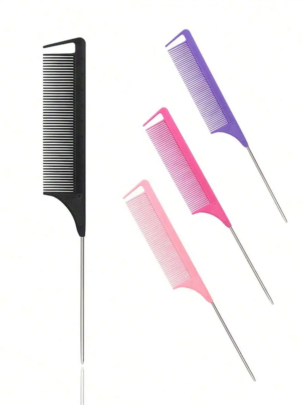Hair Dyeing Zone Comb Stainless Steel Pointed Tail Anti Slip Qme