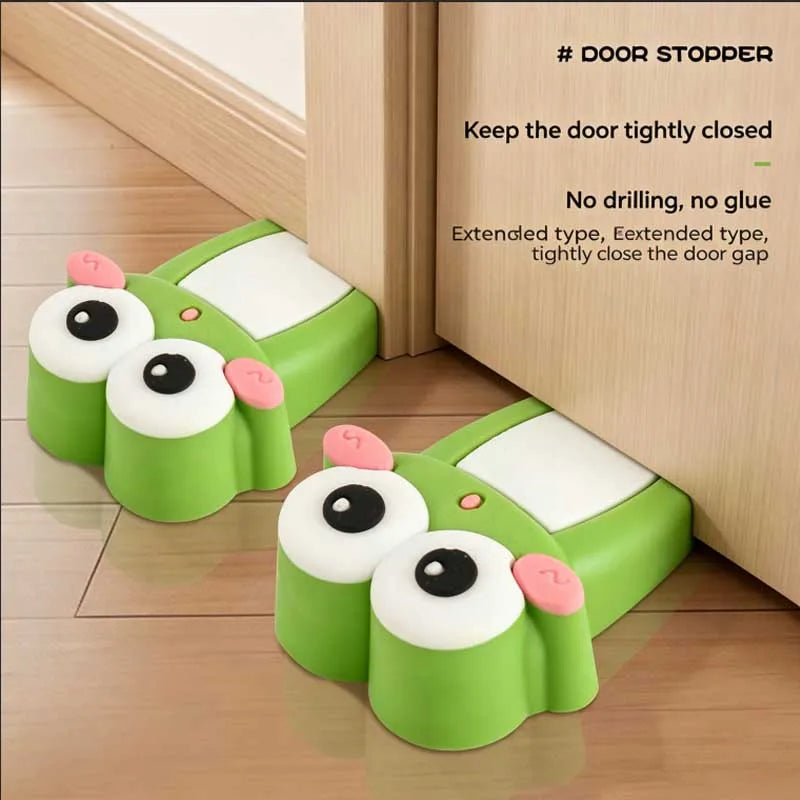 Cute Frog Non Perforated Door Stopper and Barrier (with Storage Box) can protect walls and floors, suitable for home decoration Qme