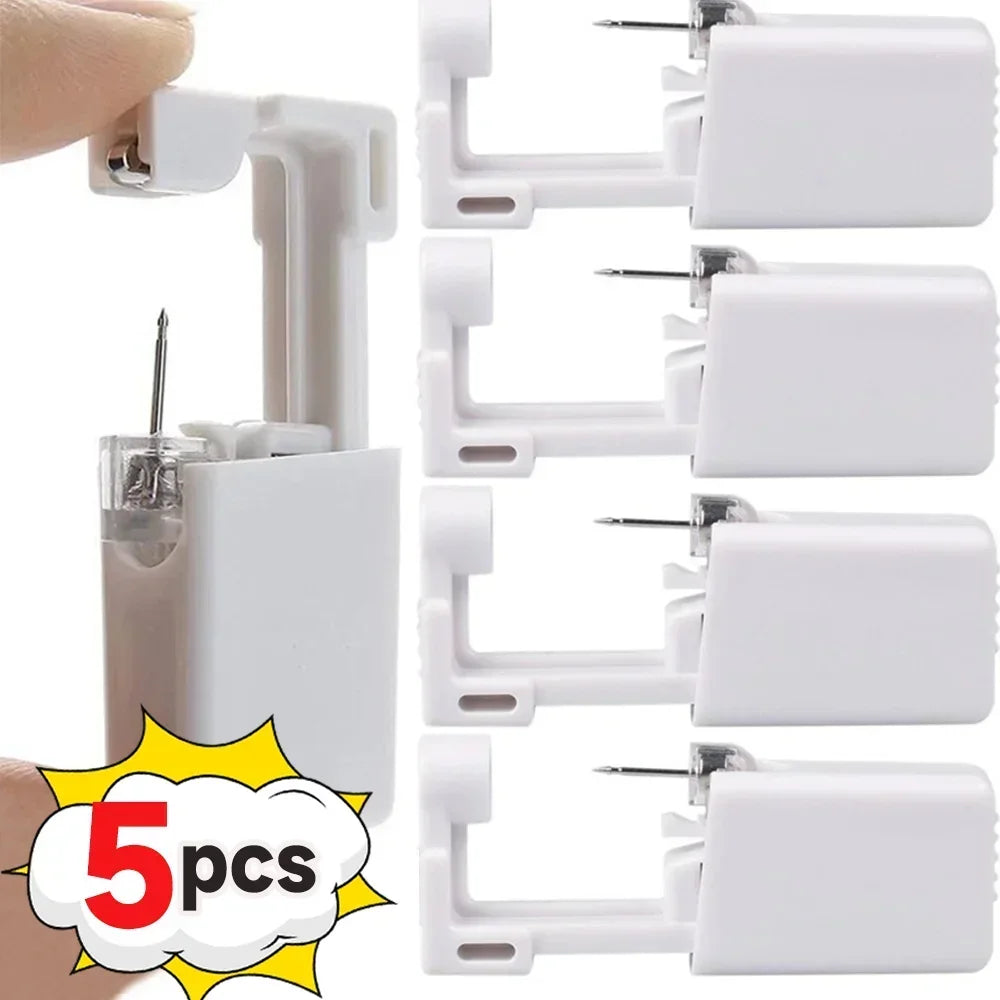 Safety Ear Piercing Gun Kit Women Men Disposable White Plastic Sterile Ear Piercing Device Fashion Simple Jewelry Piercing Tools Qme 5pcs
