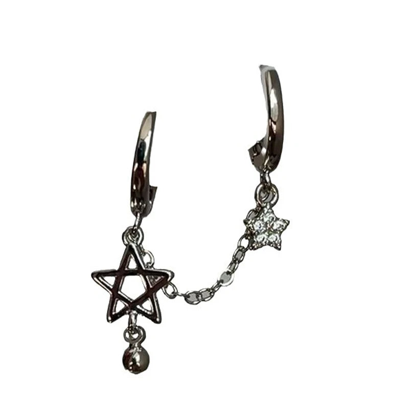 Silver Star Chain Ear Bone Nail Y2K Fashion Hottie Earrings Women Qme