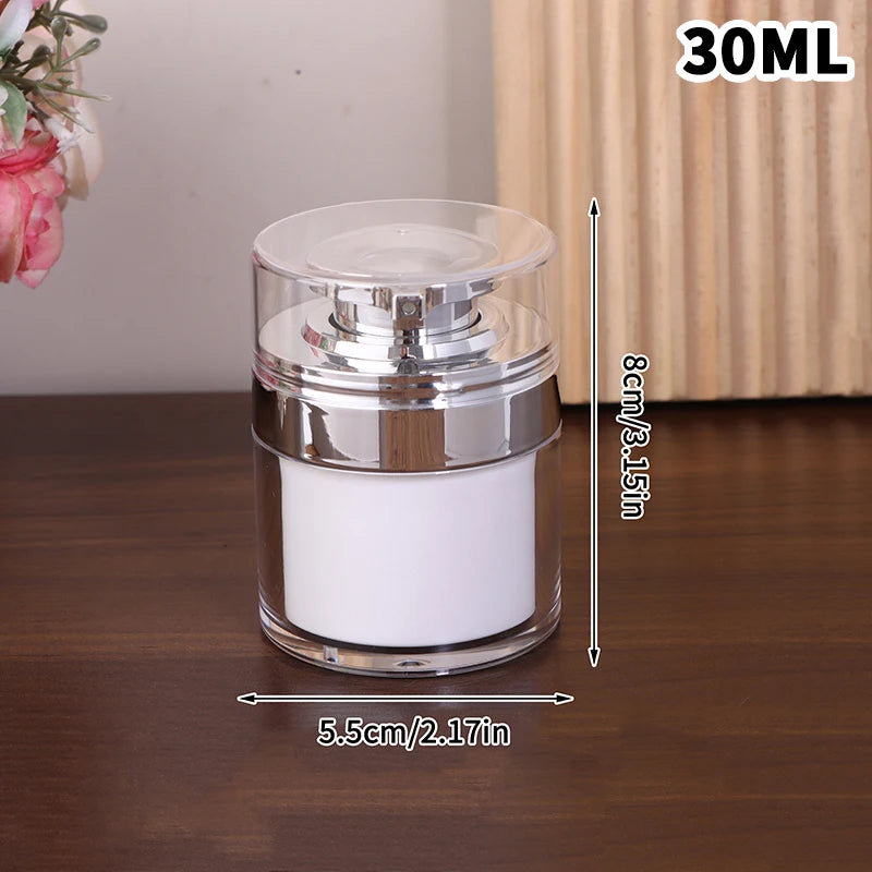 Refillable Vacuum Bottle Travel Cream Lotion Cosmetic Container Pump Qme 30ml Silver