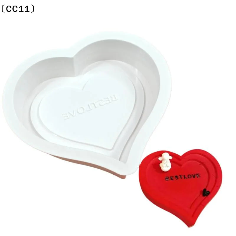 Romantic Heart Rose Design Silicone Cake Molds Valentine's Day Mousse Qme