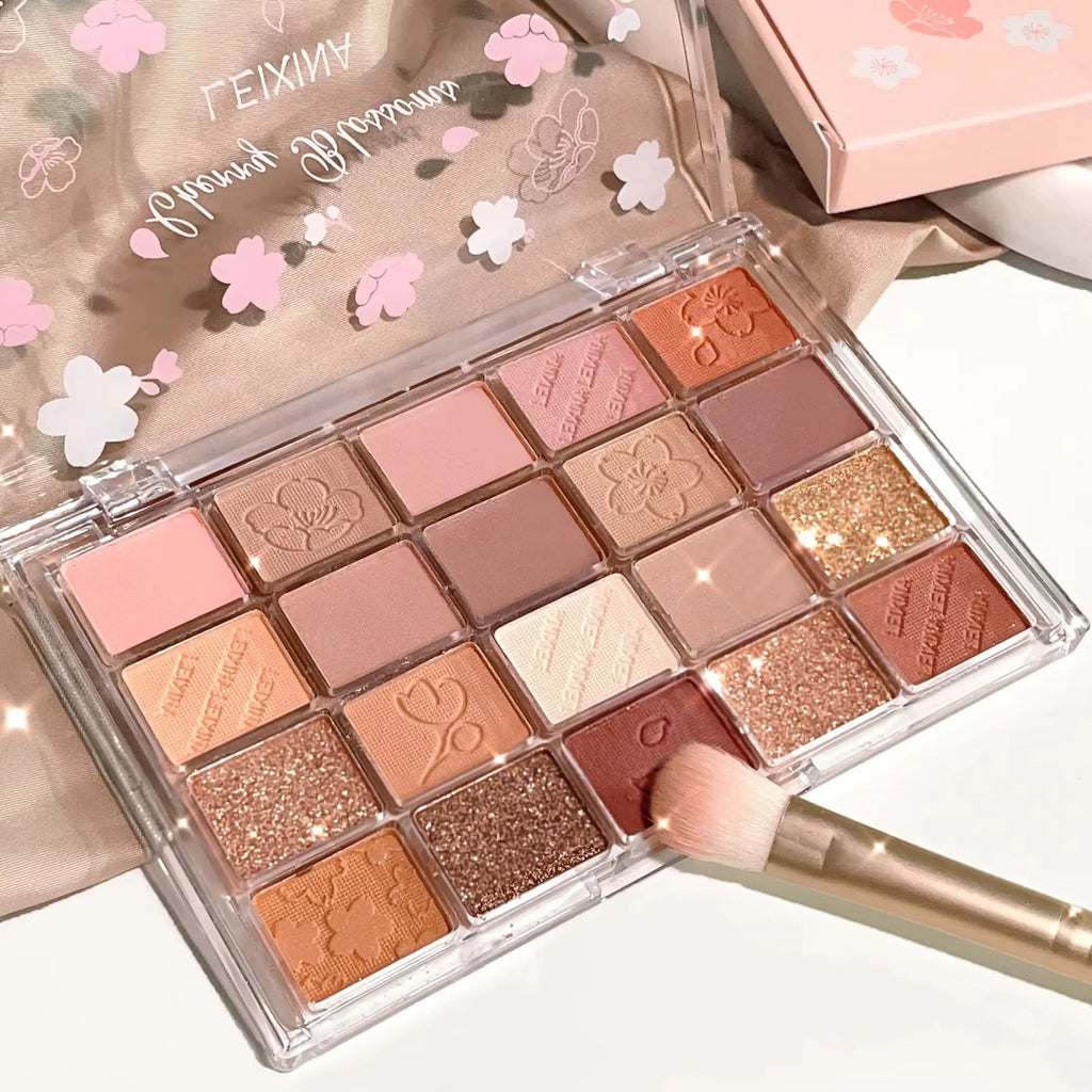 20 color eyeshadow tray, matte shimmer high pigment makeup, multi-color brown tone long-lasting daily wear eyeshadow Qme