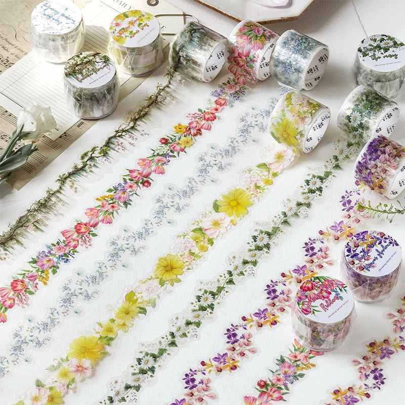 Floral Aesthetic Washi Tape Set, Fresh Spring & Summer Natural Vibe Decor, Ideal for Stationery Lovers & Journal Creators Qme