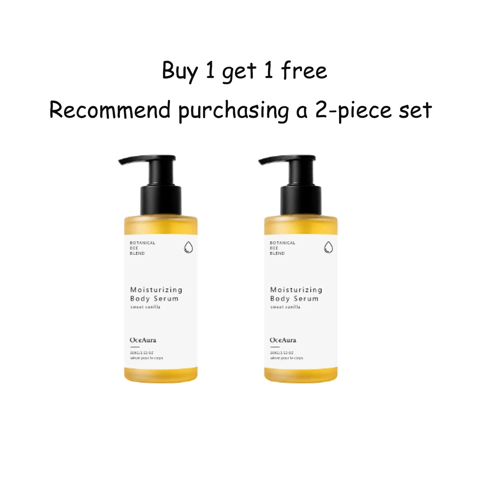 OceAura Moisturizing Body Serum Vanilla Deep Hydration Sensitive Skin Care Dryness Relief Propolis Nourishing Body Lotion 100ml Qme 100Gx2