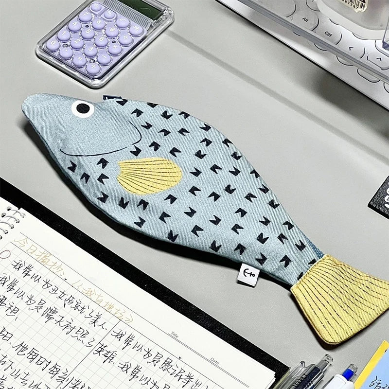 Fish Shape Novelty Pencil Case Pen Bag Coin Purse Funny Pouch Qme