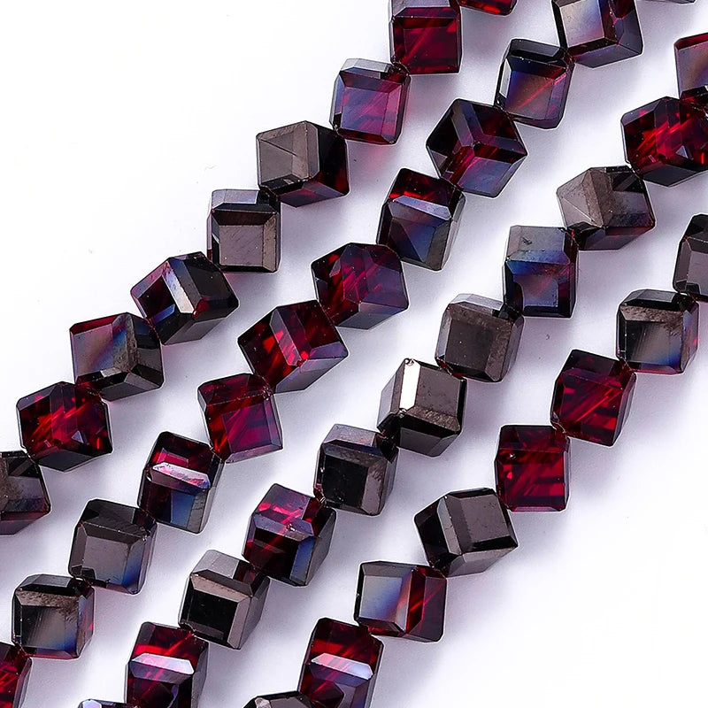 4-8mm Cube Crystal Glass Beads for Jewelry Making Faceted Square Crystal Glass Beads for Bracelet Earring Necklace DIY Craft Qme Color 11 4mm-98pcs