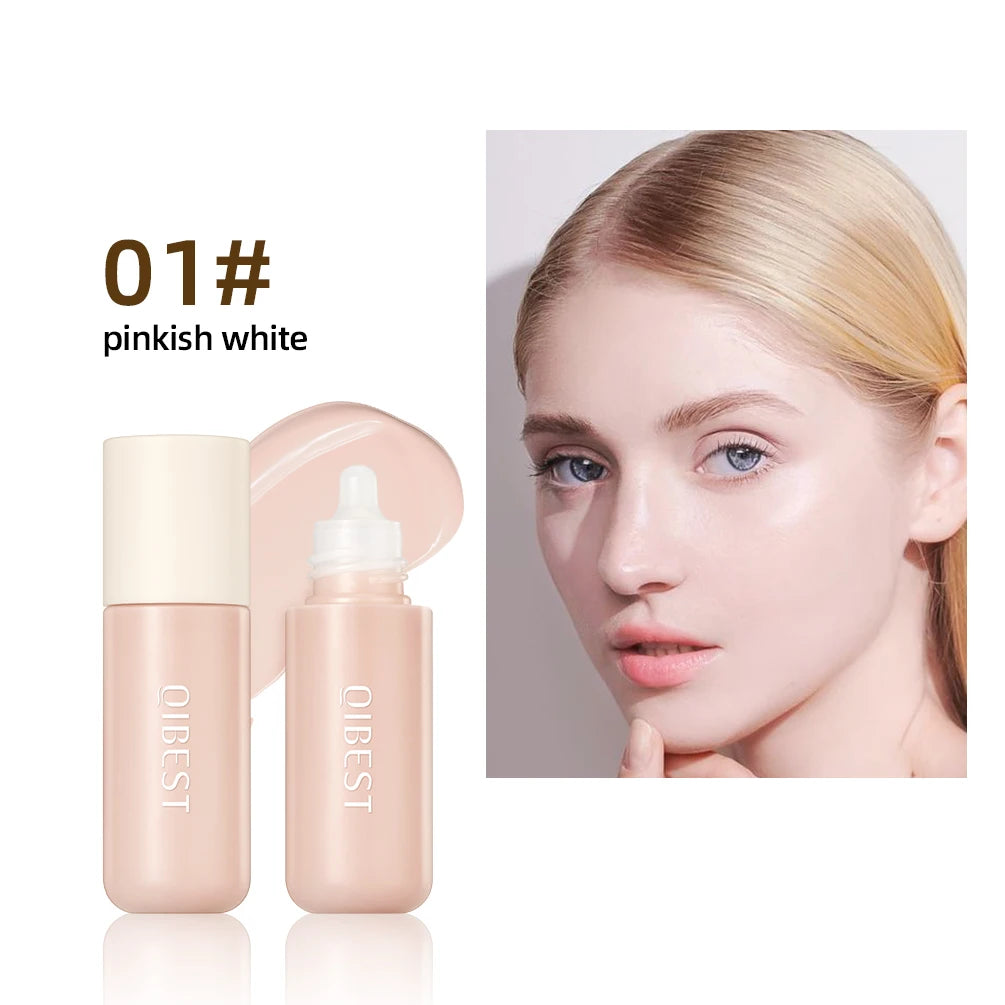QIBEST Face Base Foundation Cream Primer Hydrating Waterproof Liquid Concealer Full Coverage Lasting Invisible Pore Face Makeup Qme 01