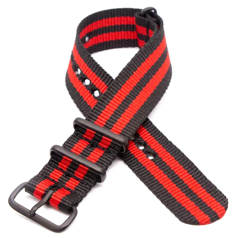 Sports Watch Band Nylon Strap Stainless Steel Black Frosted Buckle Adjustable 18MM 20MM 22MM 24MM Unisex Replacement Wristband Qme