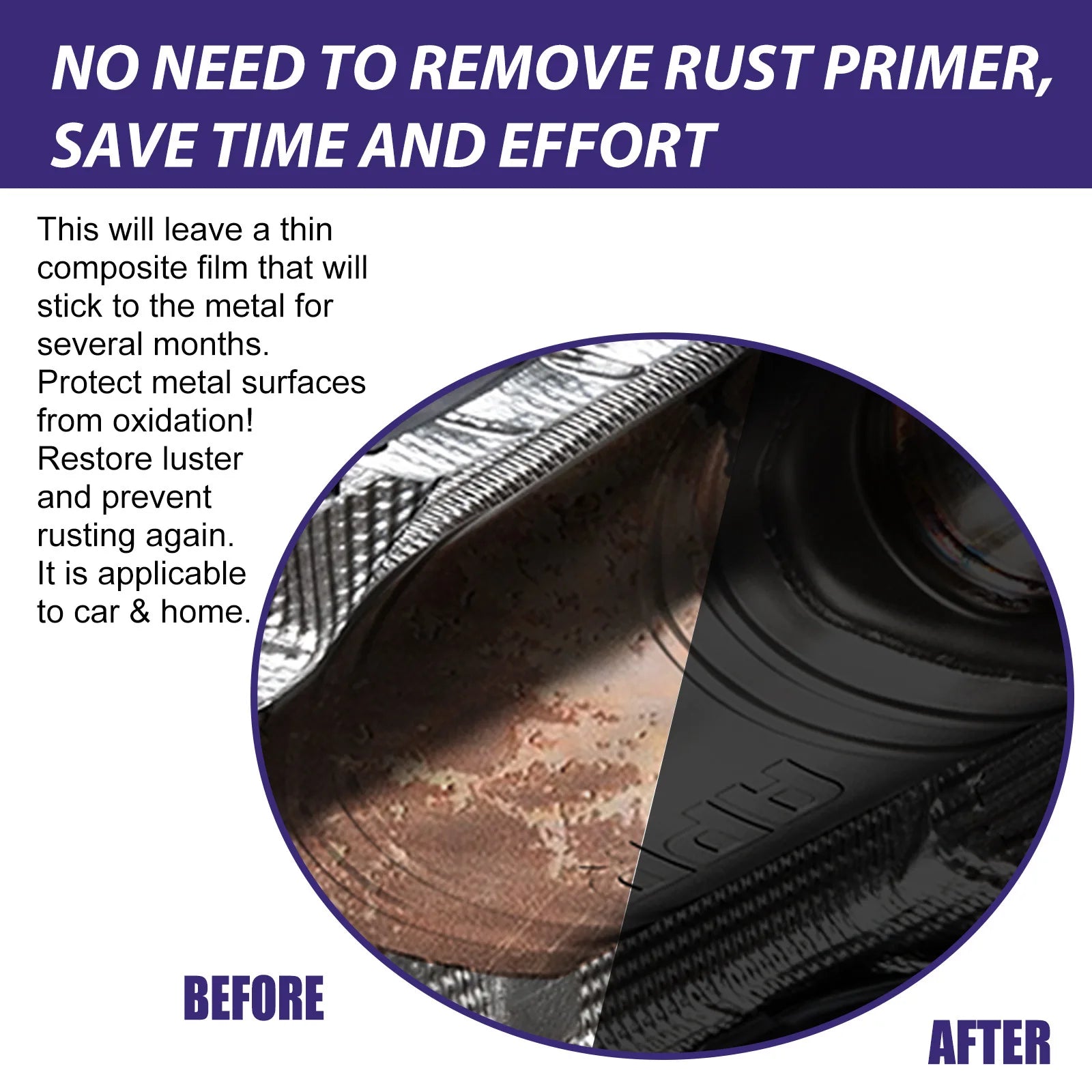 Multi Purpose Rust Remover Metal Surface Refurbishment Chrome Paint Car Iron Rust Conversion Agent Water-Based Anti Rust Primer Qme