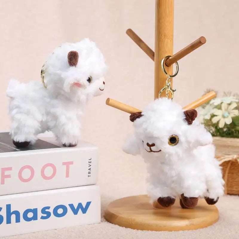 Soft Plush Sheep Keychain White Sheep Keychains Mini 3d Animal Key Ring Holder Bag Charms Car Pendants Gift Qme