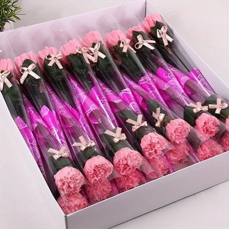 5pcs Carnation Soap Flower Valentine's Day Gift Teacher Day Mother Day Flower Gift Home Party Decor Store Celebration Event Gift Qme