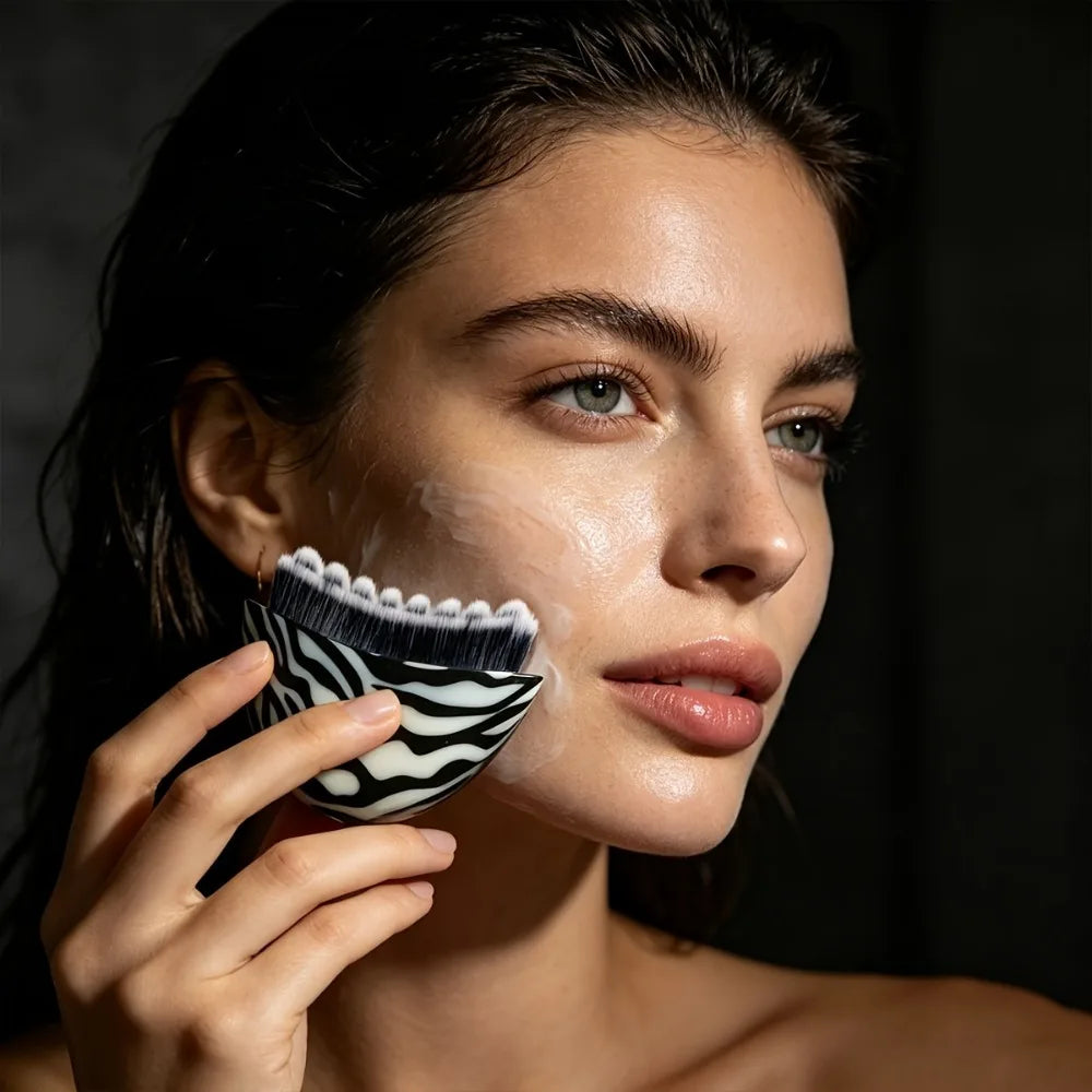 Zebra Print Lymphatic Drainage Face Brush Lid Contouring Lifting Qme