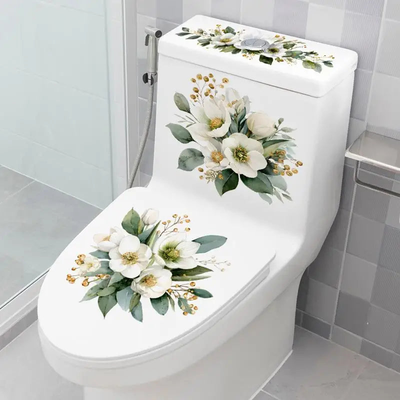 Waterproof Sticker Toilet Cover Bathroom Wall Flower Butterfly Qme