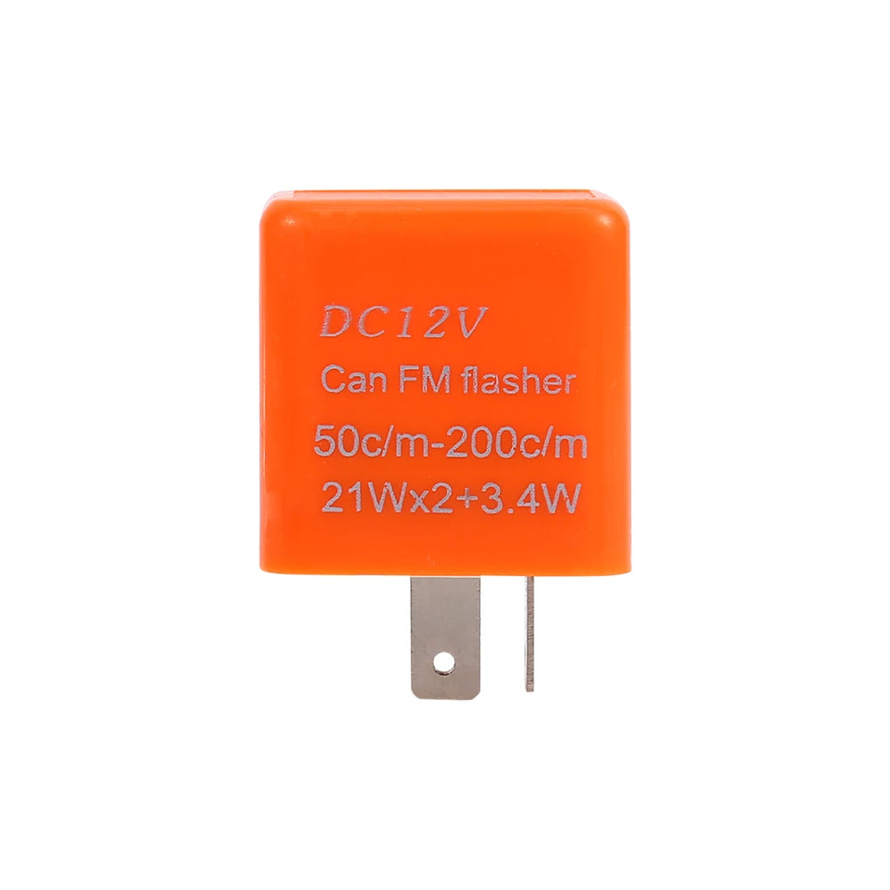 Motorcycle Turn Signal Indicator 2-Pin Speed Adjustable LED Flasher Relay 12V Turn Signal Indicator Flasher Relay Qme Orange