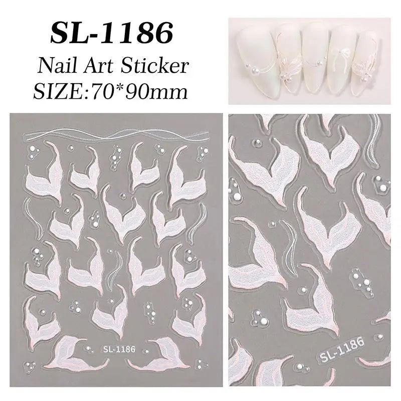 5D Embossed Nail Art Stickers Seashell Starfish Ocean Design Qme A5