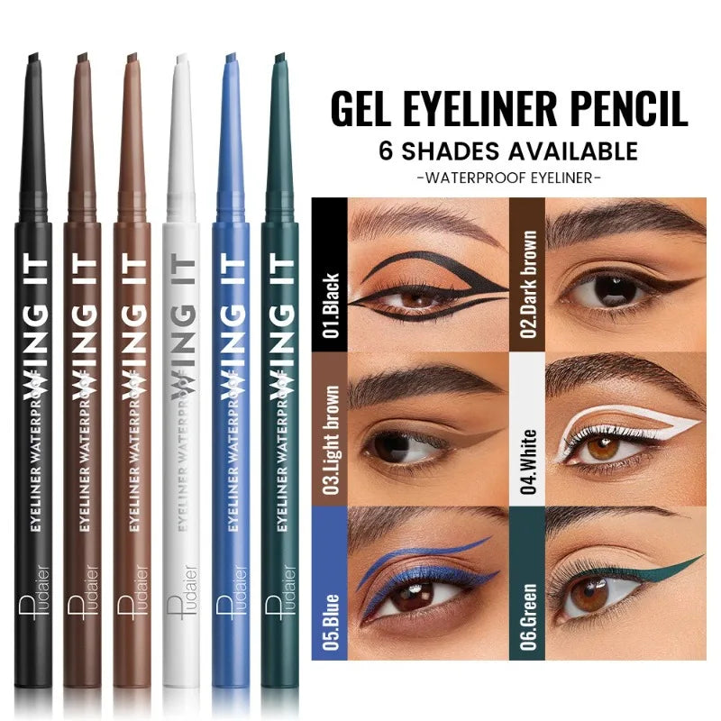 6 Matte Gel Eyeliner Pencils Waterproof Long Lasting Makeup Beginner Friendly Smooth Gel White Green Blue Brown Black Eyeliner Qme