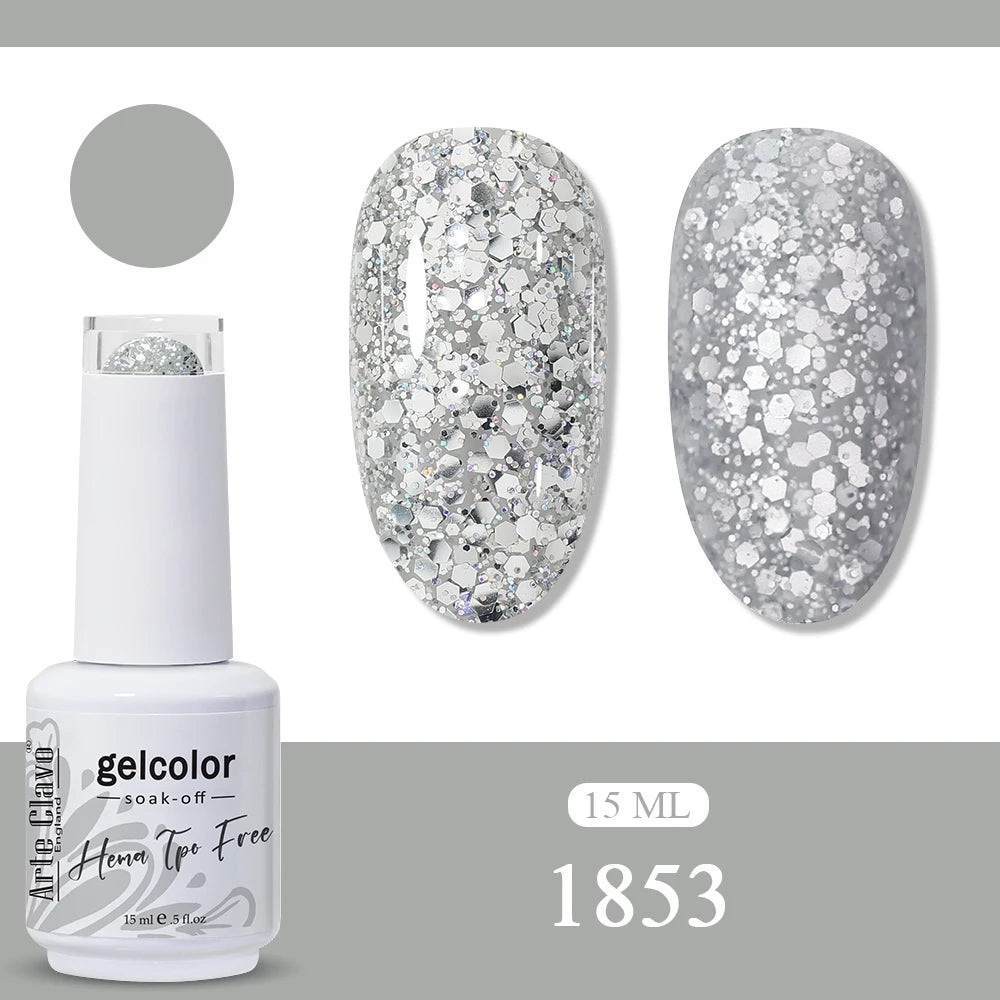 Arte Clavo Glitter Gel Nail Polish HEMA TPO Sliver Champagne