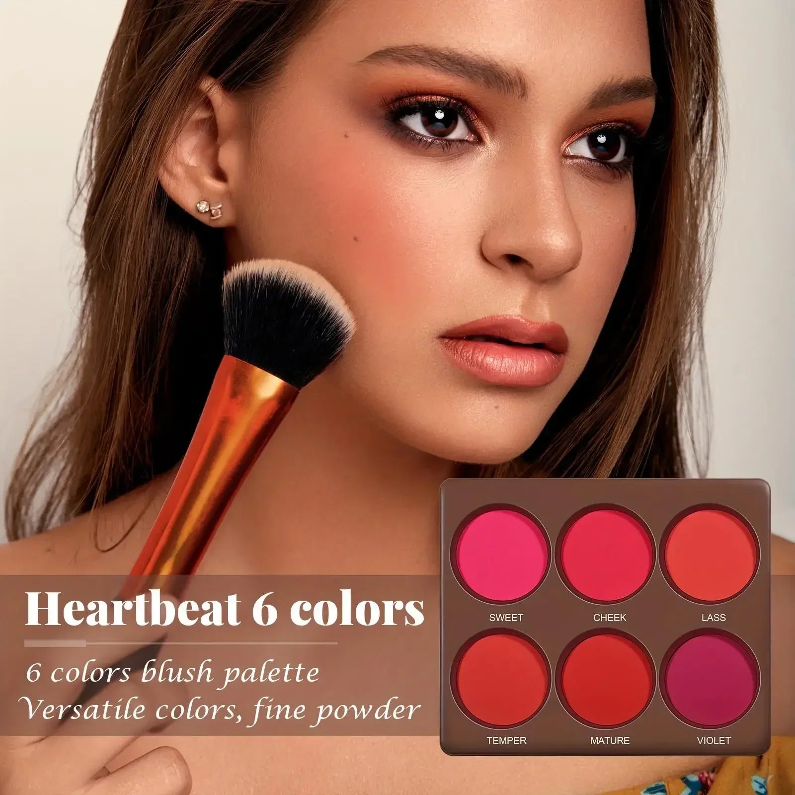 6 Colors Waterproof Matte Blush Palette Medium Buildable Coverage Long-Lasting Natural Finish Light and breathable, Qme