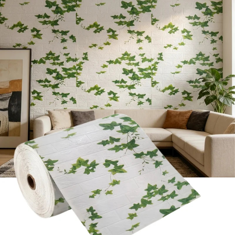 Waterproof Stain Resistant 3D Brick Wallpaper 70cmx2m Wall Sticker Qme creeper 70CMx1M 2pcs
