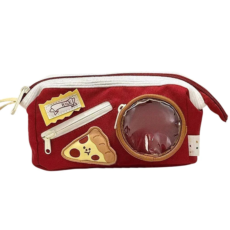 Adorable Large Capacity Burger Pencil Case Multi-layer Japanese Qme