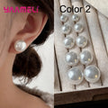 Pearl Earrings for Woman Lady 925 Sterling Silver Color Gold Coated Luxury Female Birthday Wedding Gift Jewelry Qme Color 2 14MM