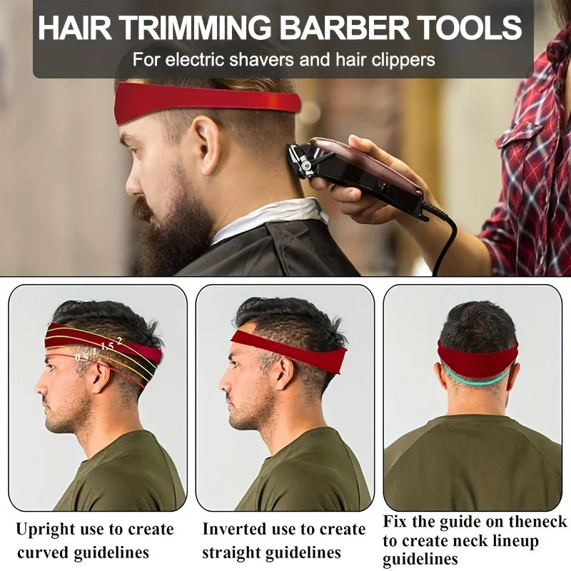 Adjustable Curved Fade Haircut Guide Band - Silicone Neckline Shaving Template for DIY Home Haircuts & Travel Use ﻿ Qme