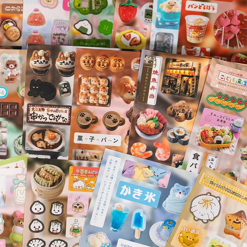 Vibrant Japanese Snack Sticker Book, Izakaya & Dessert Shop Elements, Ideal for DIY Creators & Junk Journal Decoration Qme