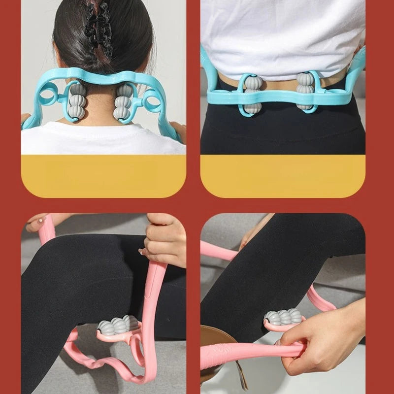 Rotatable 6-wheel Cervical Spine Massager Manual Neck Clip Shoulder Qme