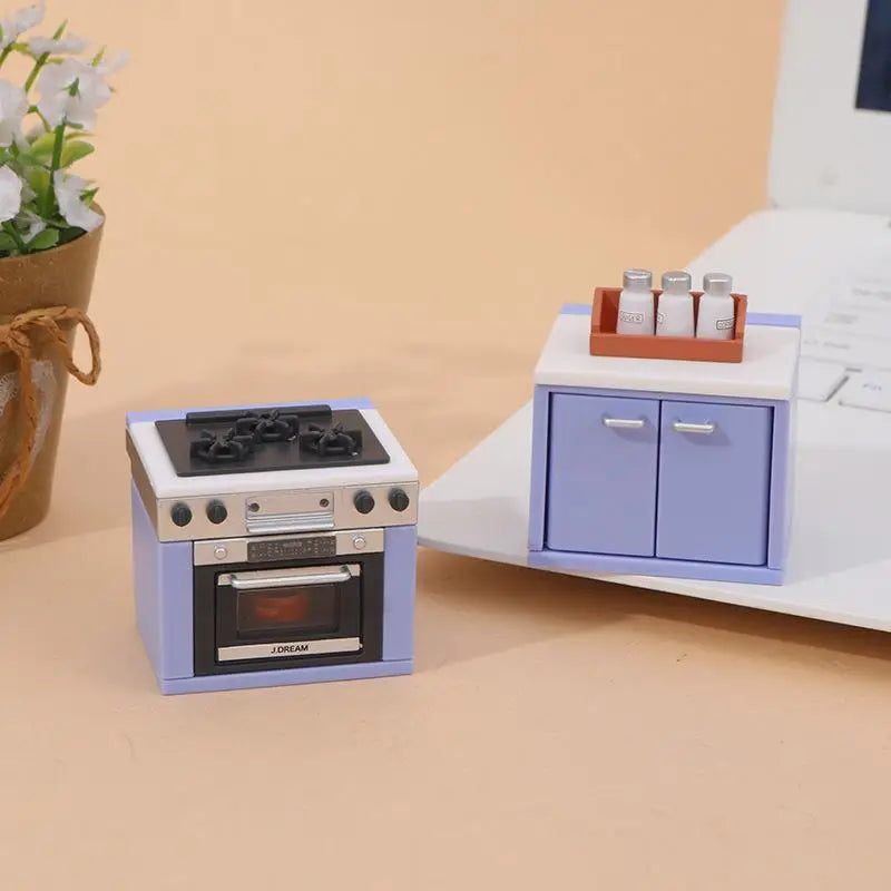 Dollhouse Simulation Mini Kitchen Utensils Gas Stove Model Scene Qme