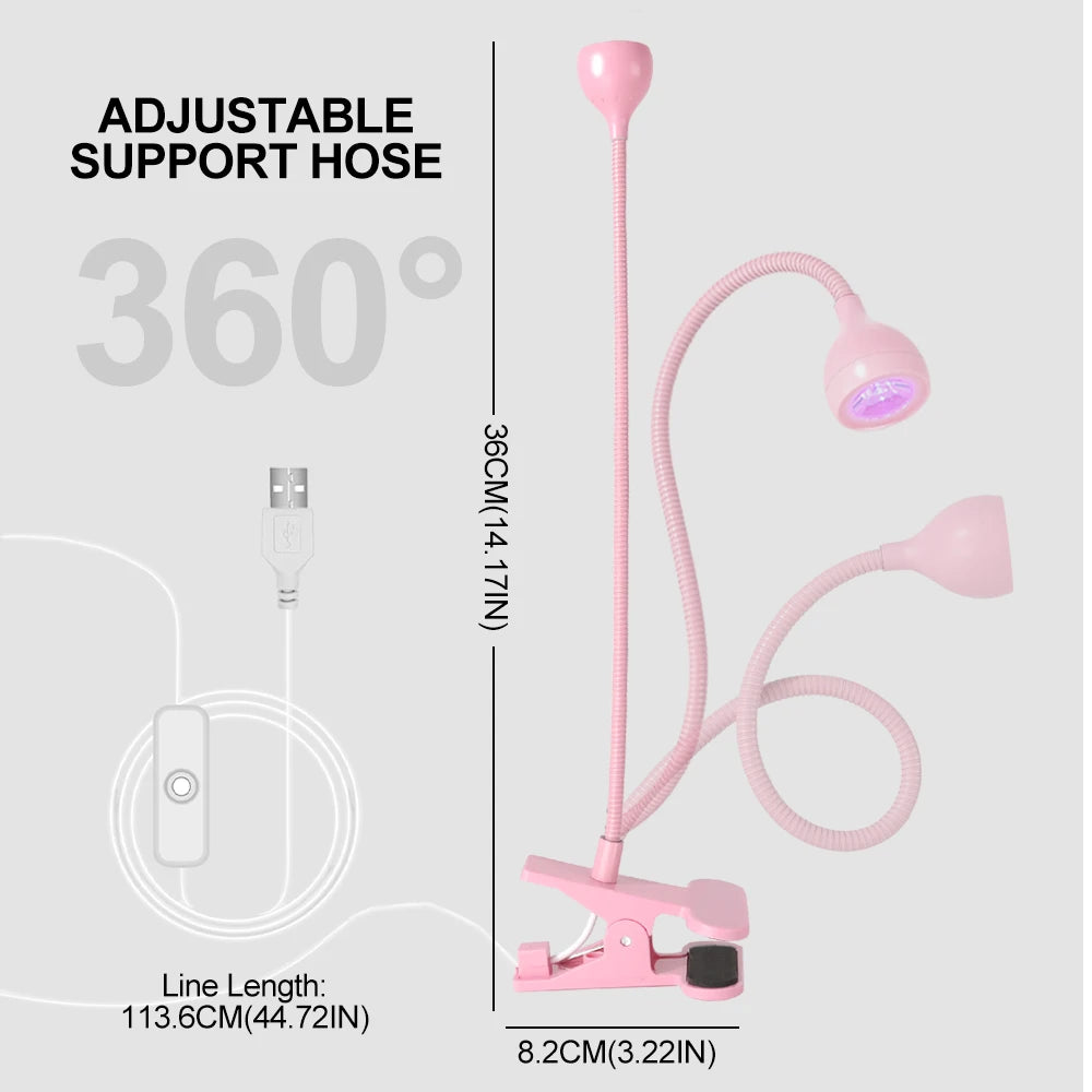 Nail LED UV Lamp Drying Gel Nails Polish Clip-on Flexible Desk Mini Qme