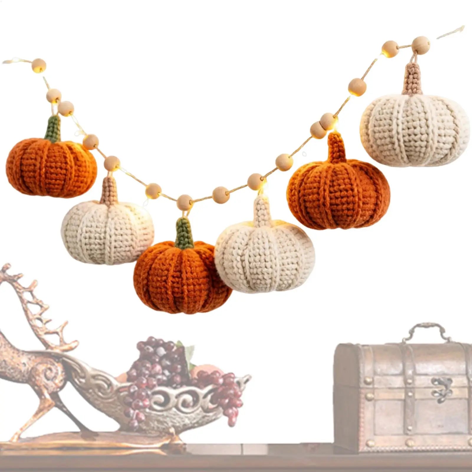 Halloween Lights Indoor Fireplace Farmhouse Crochet Autumn Wreath Qme China Mainland