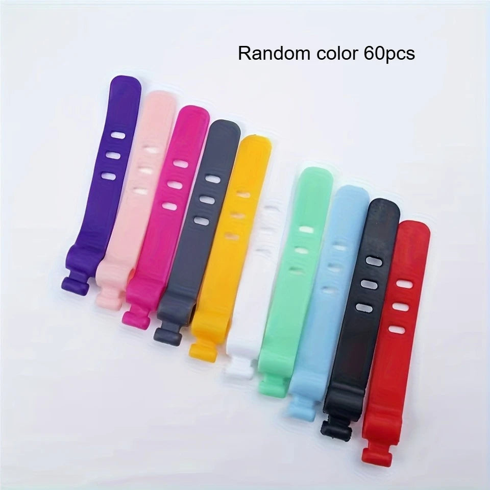 20/40/60Pcs Reusable Silicone Cable Ties, Multicolor Cord Organizer Straps for Earphone, Charger Cable, Wire Management Qme Random color 60pcs