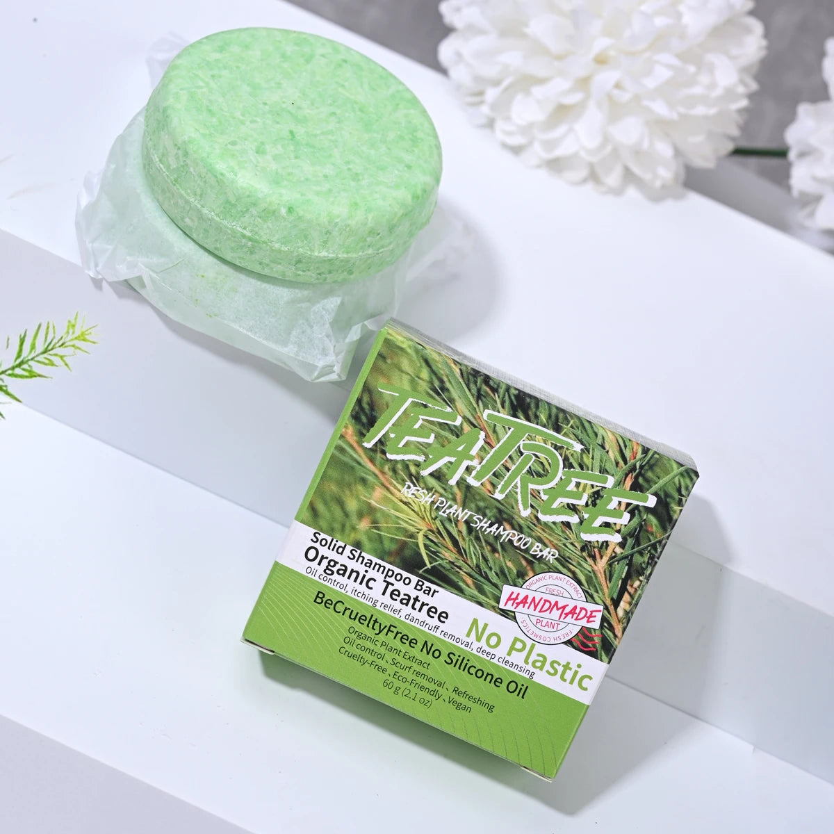 Natural Organic Tea Tree Essential Oil Soap Solid Shampoo Stick Qme