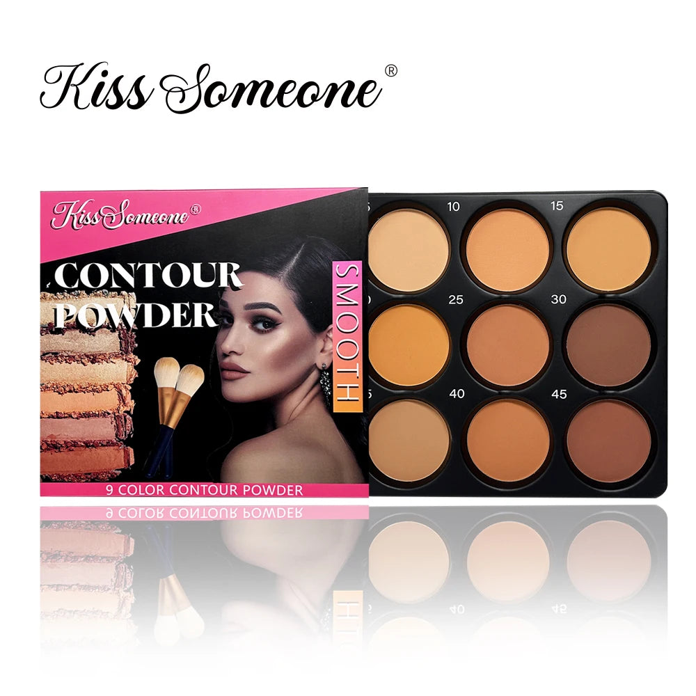 9 Color Powder Contour Palette, Matte Contouring Makeup Kit, Professional Facial Beauty Cosmetic Makeup Qme