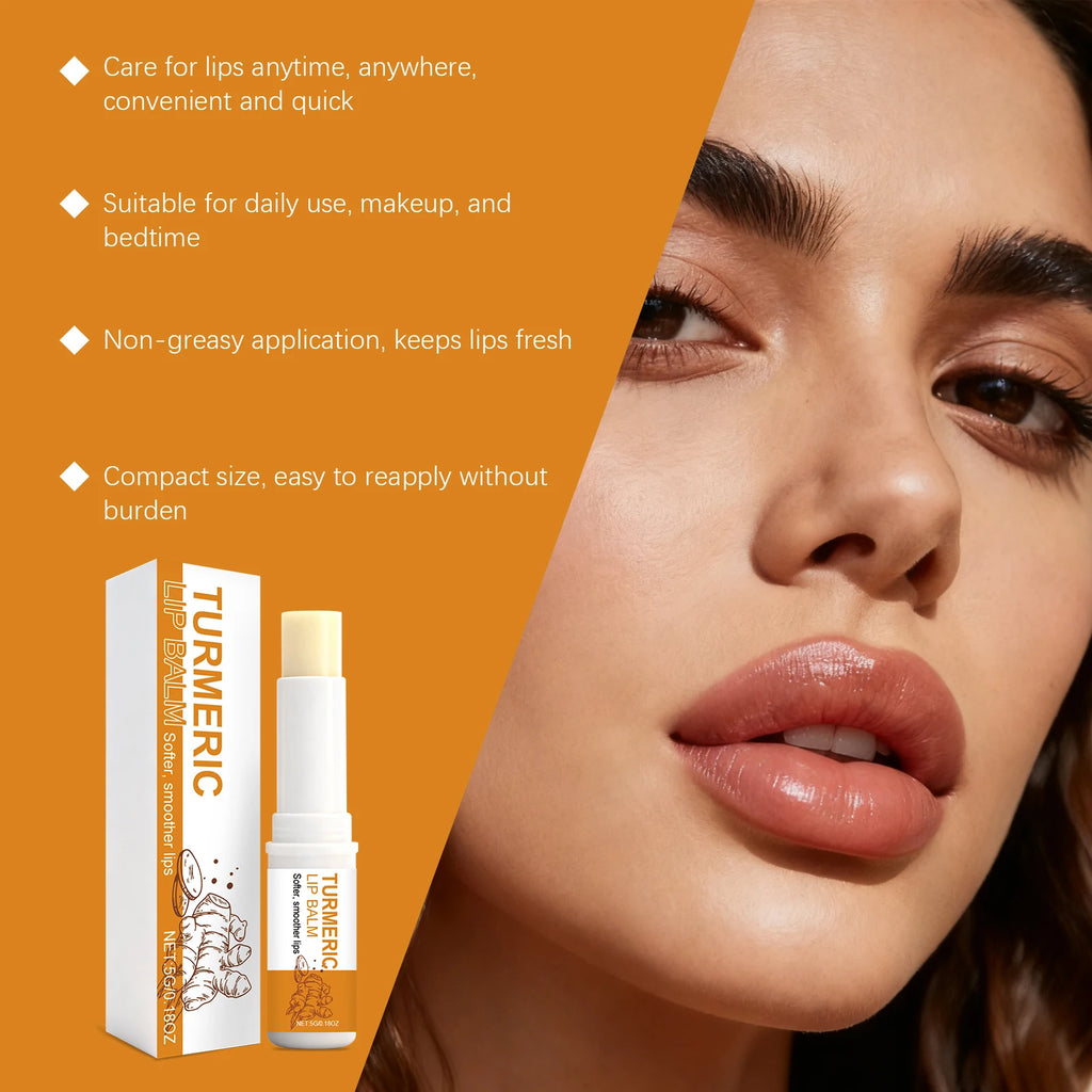 Turmeric Lip Balm Moisturizer Anti-Cracking Remove Dark Lightening Melanin Lip Gloss Exfoliating Soothing Hydrating Lip Stick Qme
