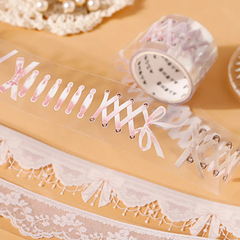 3 Rolls Imitation French Palace Lace Border Washi Tape, Elegant White Lace Stickers for Junk Journal Decoration Qme