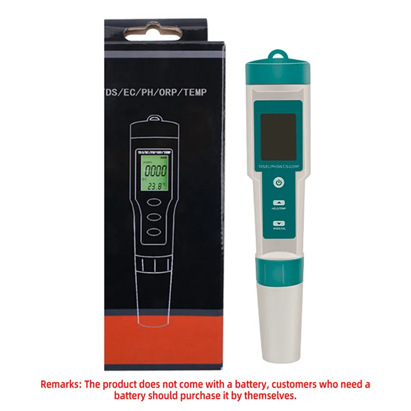 A02F-2X 7 In 1 PH/TDS/EC/ORP/Salinity /S.G/Temperature Meter C-600 Water Quality Tester For Drinking Water,Aquariums PH Meter Qme