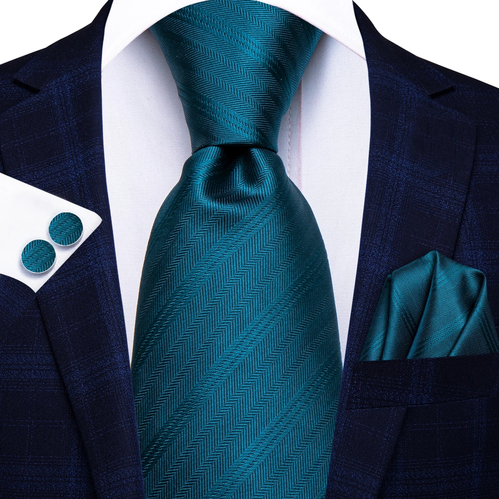 Hi-tie Mens Tie Blue Checks Plaids Silk Wedding Men Fashion Design Qme HT-N-0142