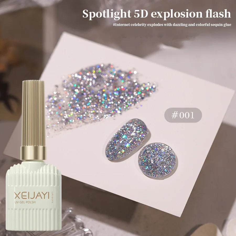 10 Colors Holographic Glitter Gel Nail Polish Spring Color Sparkling Sequins Soak Off Uv Led Varnish Nail Art Diy Qme 01