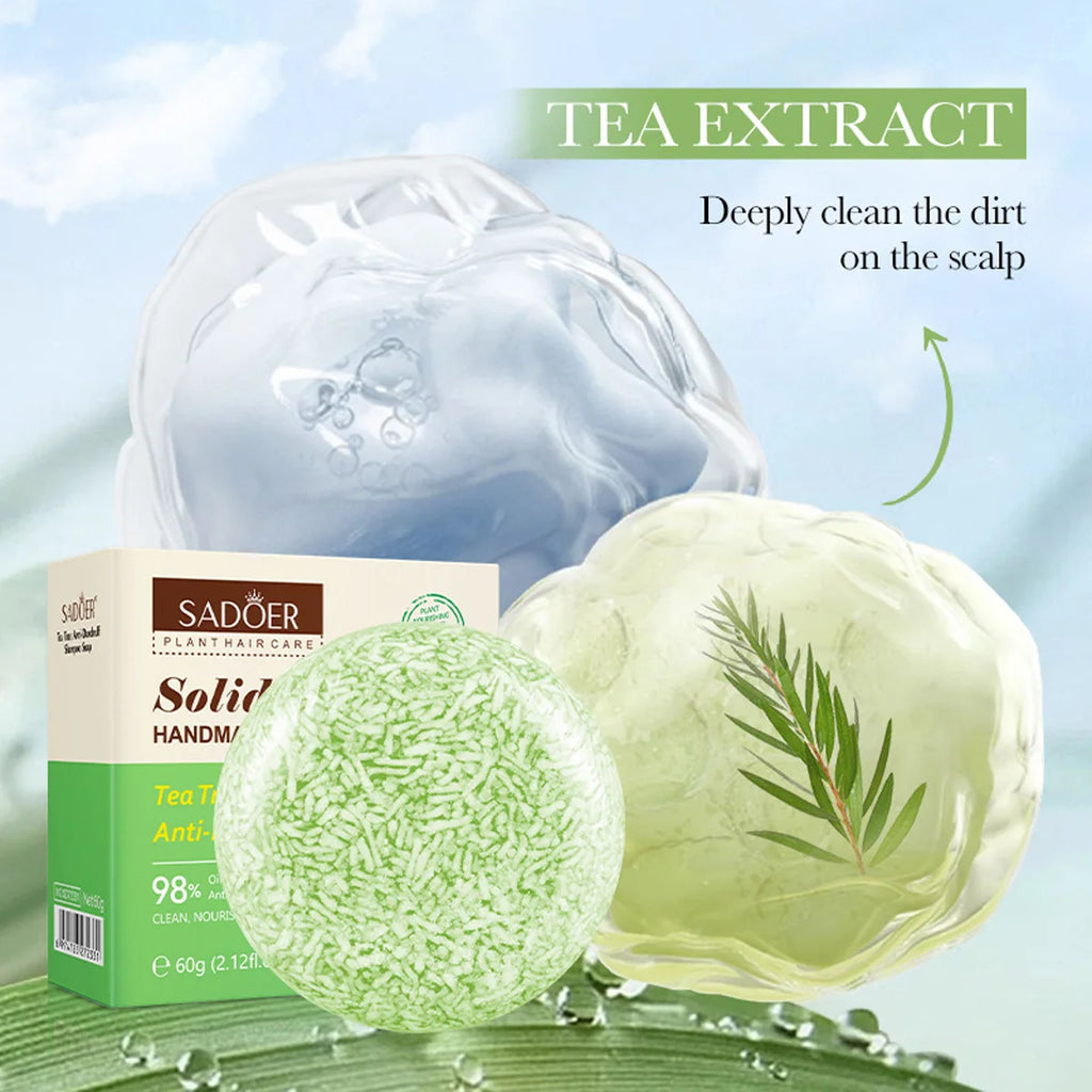 Tea Tree Essential Oil Solid Shampoo Bar Deeply Cleanses Nourishes Qme