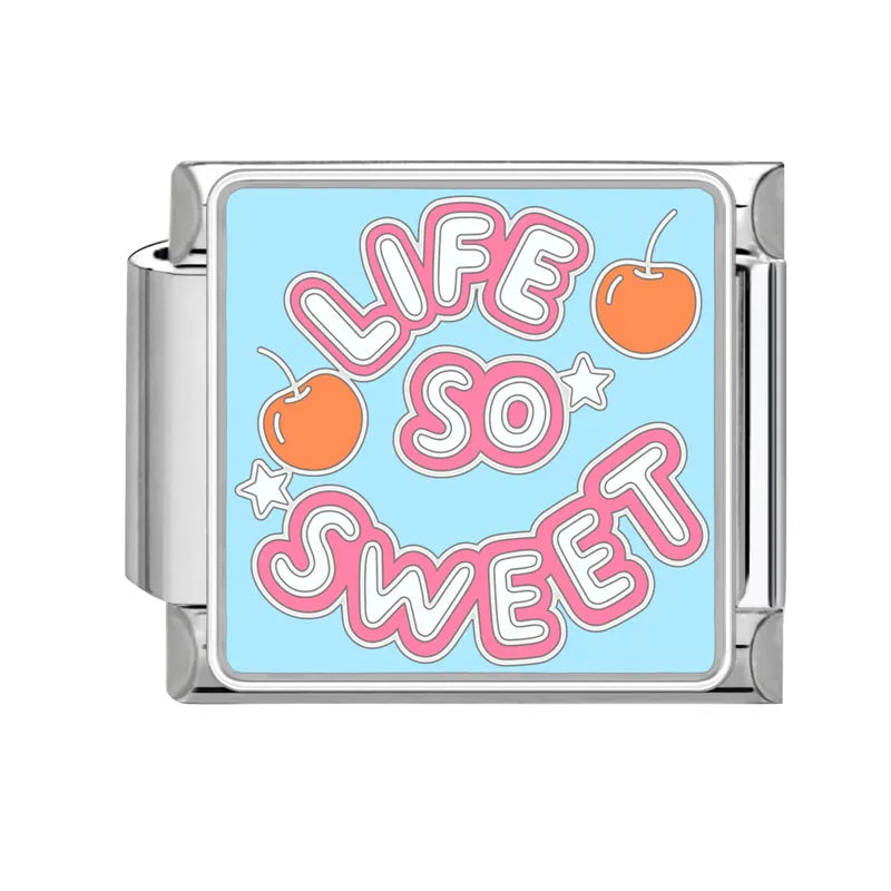 Drip Glaze Fashion Pink Starfish Blue Seawave Italian Charm Links Fit