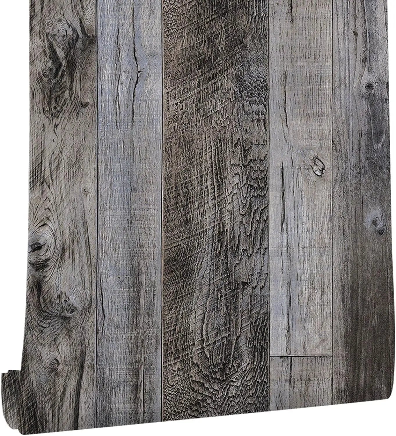 Brown Wood Wallpaper Peel Stick Shiplap Self Adhesive Contact Paper Qme Light brown 600cmx45cm