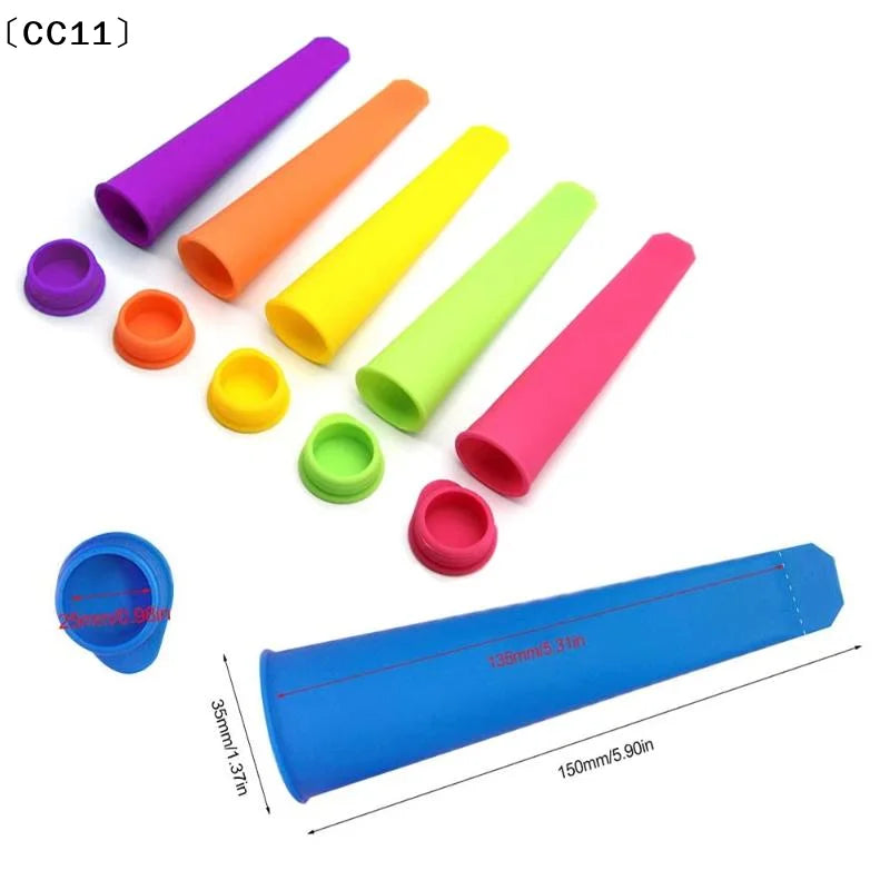 Reusable Silicone Popsicle Molds Lids Tubes Leak-proof Easy One-press Qme