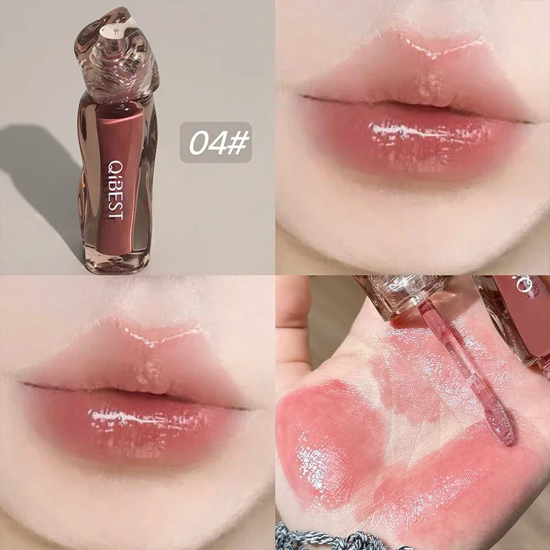 4 Colors New Watery Mirror Lip Glaze Hydrating Lasting Lip Glossy Non-Stick Cup Lipstick Moisturizing Lipgloss Stain Cosmetics Qme 04